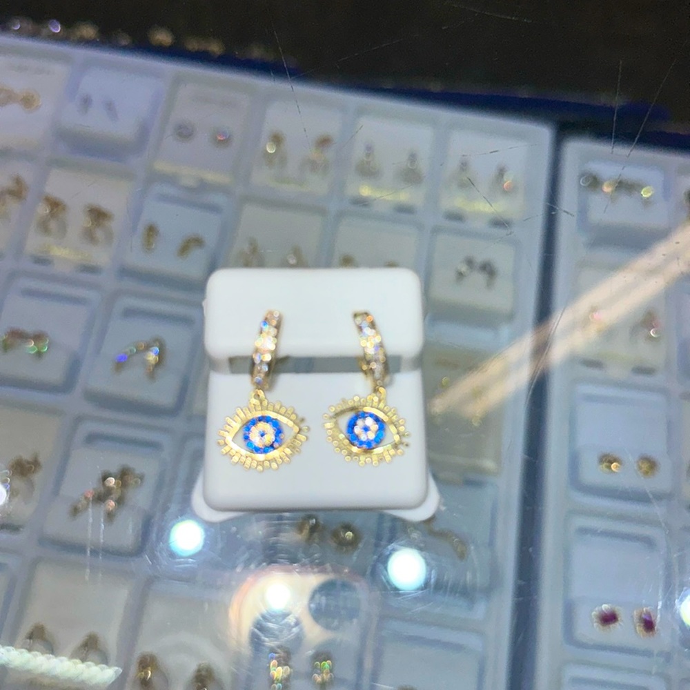 14kt evil eye earrings
